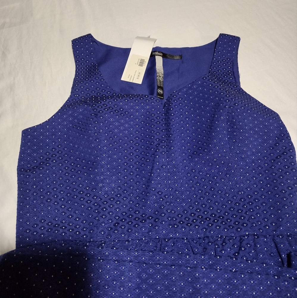 Kensie Cobalt Blue and White Sweetheart Neck Line Midi Dress - Picture 15 of 16